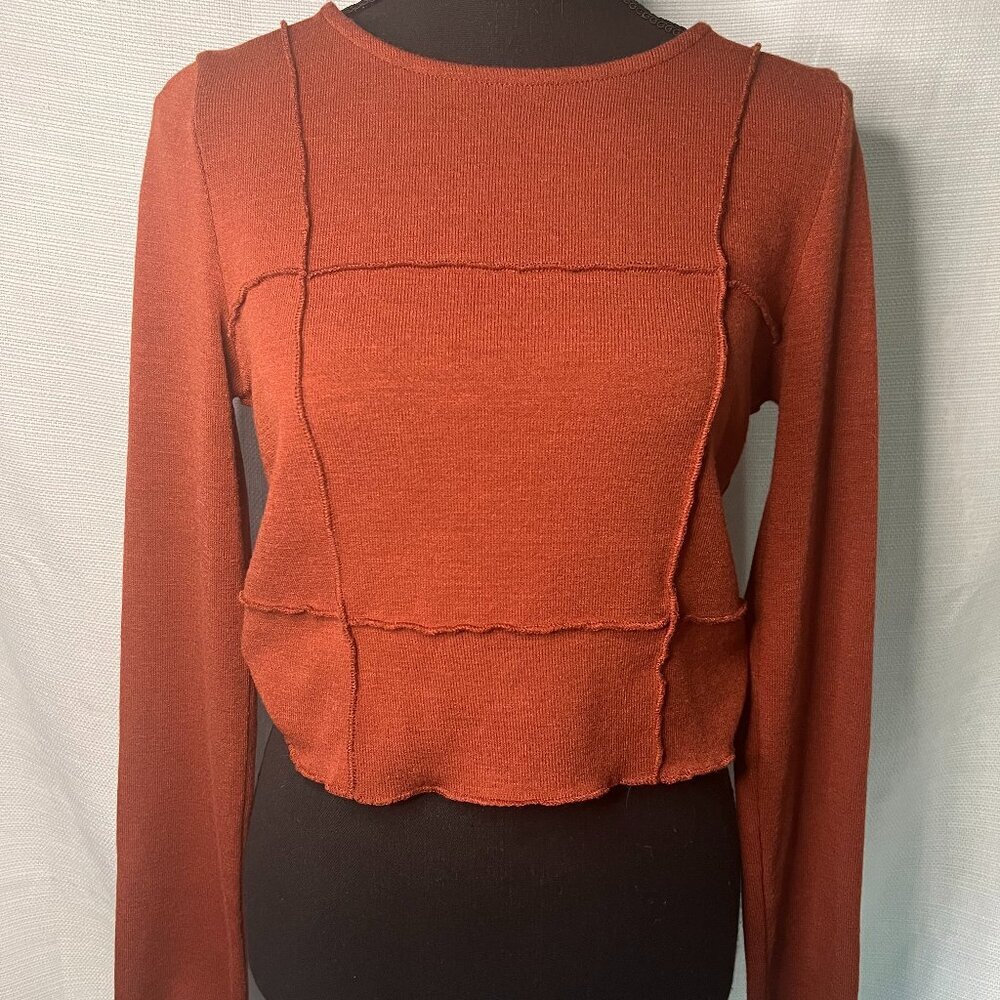 Fab'rik Rust Crewneck cropped lightweight Sweater soft Small - 0318